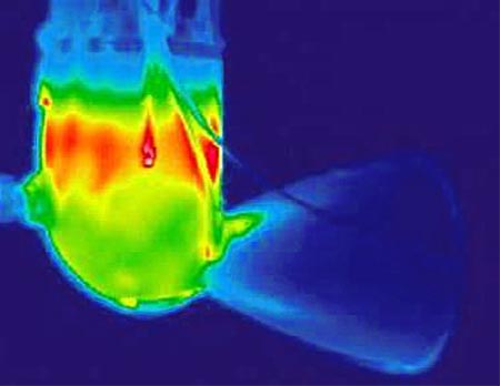 Temperature profile of ALM thruster under hot fire test.